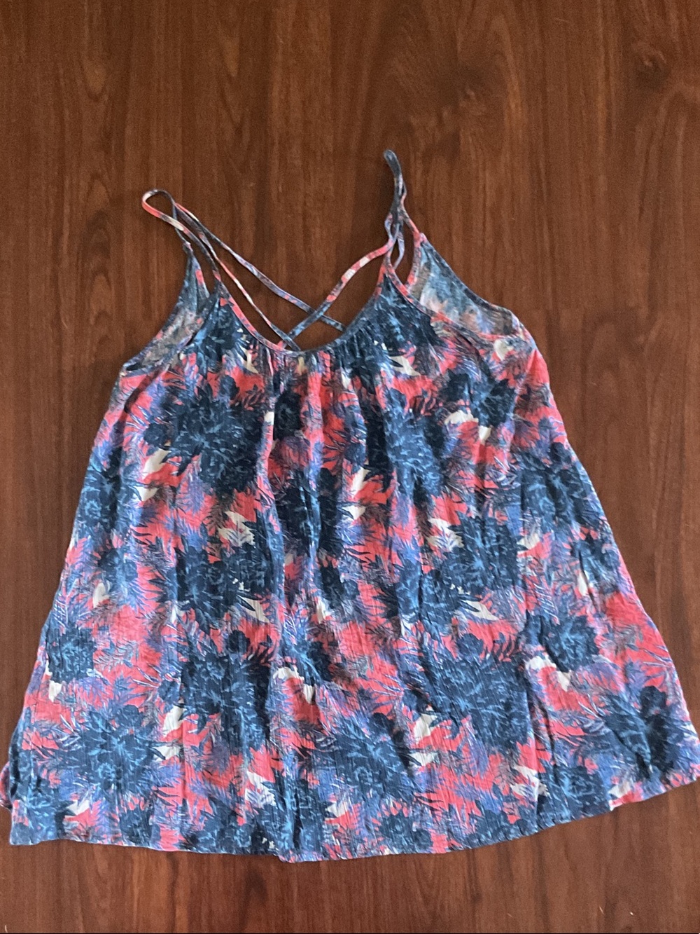 Roxy Blue & Coral Floral Strappy Camisole
